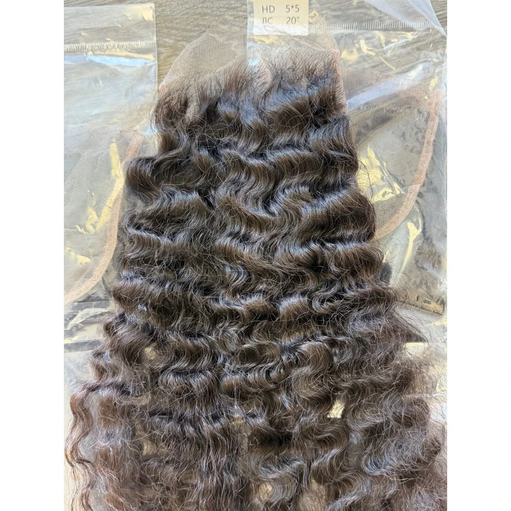 14" Burmese Curly Hair HD 5x5 Lace Closure Free Part 100% Human Hair - Picture 3 of 3